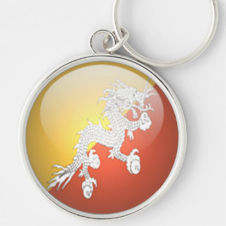 Bhutan - högvärdig runda Keychain Rund Silverfärgad Nyckelring