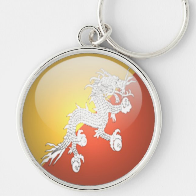 Bhutan - högvärdig runda Keychain Rund Silverfärgad Nyckelring (Framsidan)