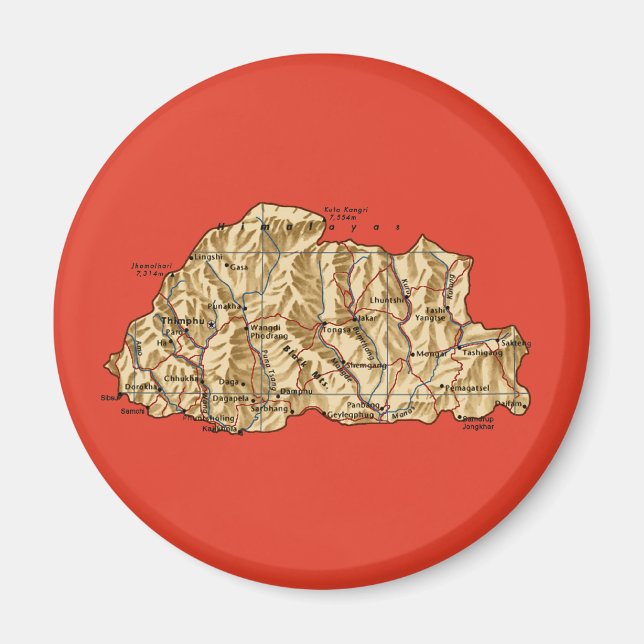 Bhutan Karta Magnet (Framsidan)