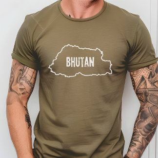 Bhutan Land Karta Shirt Bhutanese Outline T-Shirt