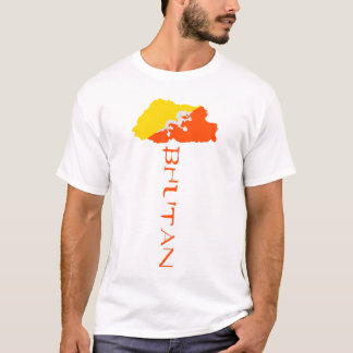 Bhutan Landskarta Flagga T Shirt