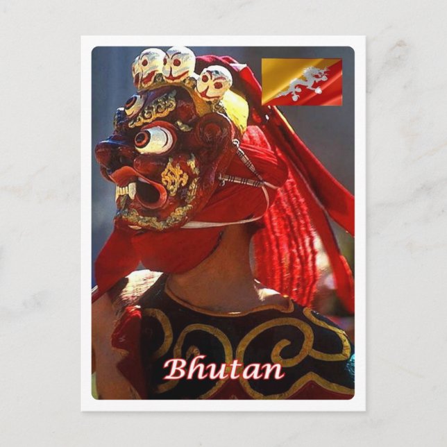 Bhutan - maskad dance - vykort (Framsida)