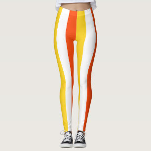 Bhutan National Flagga Färg Lodrät Stripe Leggings