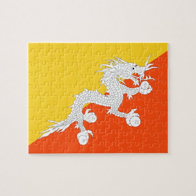 Bhutan National World Flagga Pussel (Horisontell)