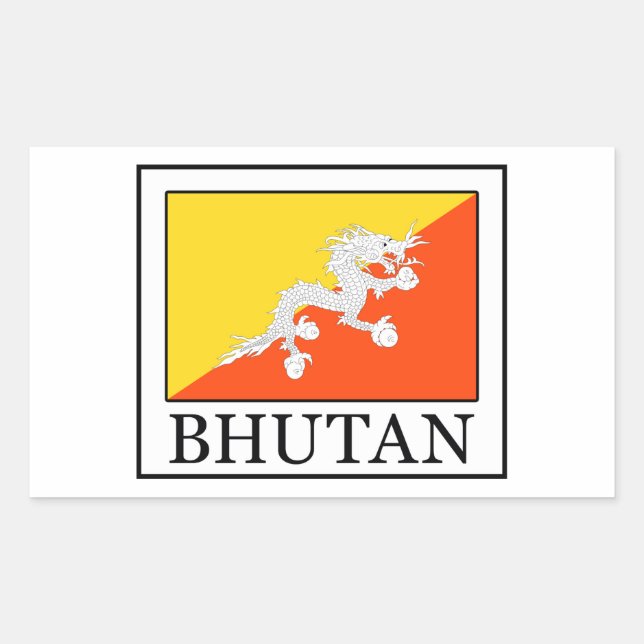 Bhutan Rektangulärt Klistermärke (Framsida)