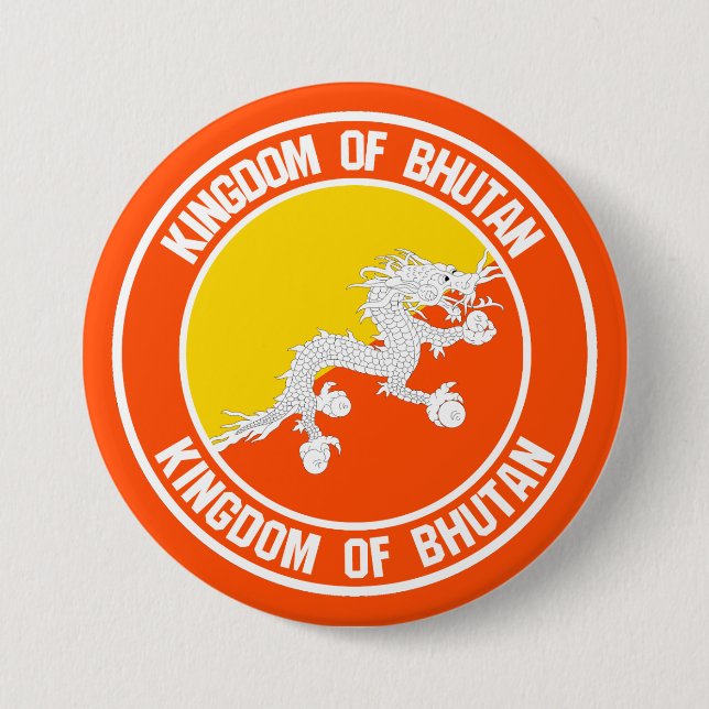 Bhutan Round Emblem Knapp (Framsida)