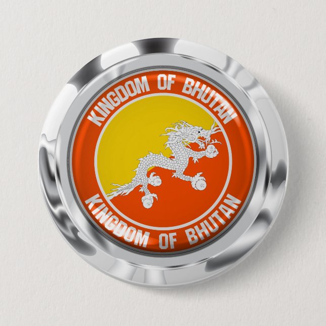 Bhutan Round Emblem Knapp (Framsida)