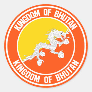 Bhutan Round Emblem Runt Klistermärke