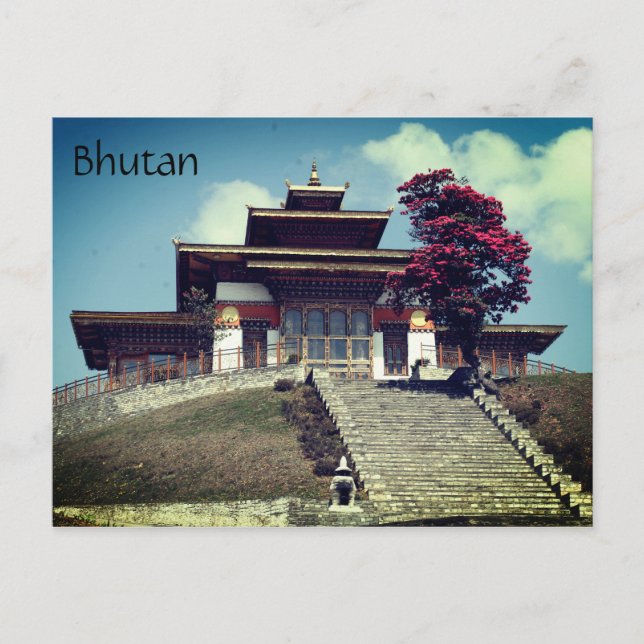 bhutan tempel vykort (Framsida)
