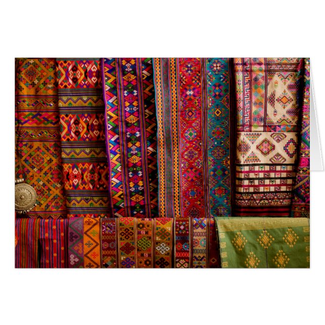 Bhutan tyg till salu hälsningskort (Framsidan Horizontal)