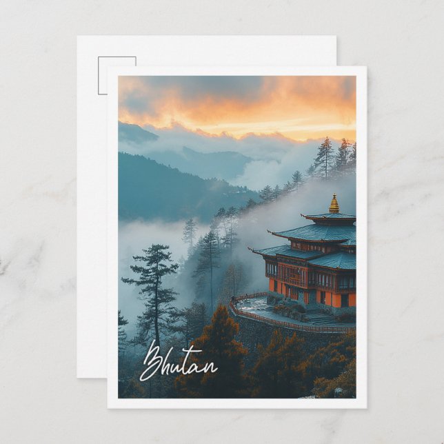 Bhutan, vacker turister ställe vykort (Fram/baksida)