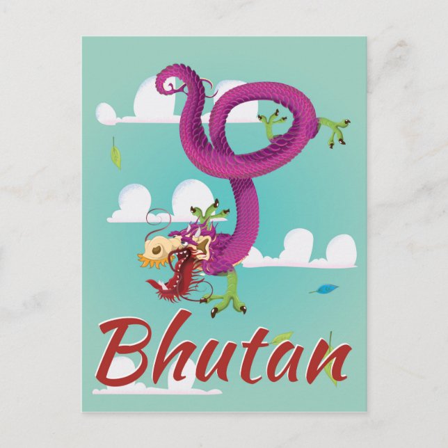 Bhutan Vintage Resoreraffisch Vykort (Framsida)