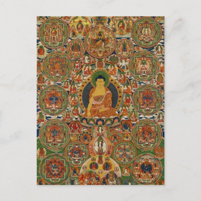 Bhutanes målad färdig mandala vykort (Framsida)