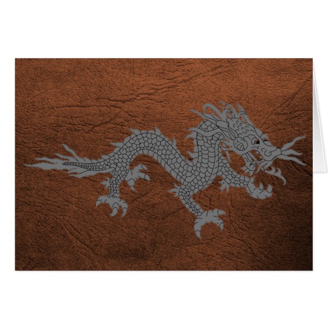 Bhutanese Dragon på läder Hälsningskort (Framsidan Horizontal)