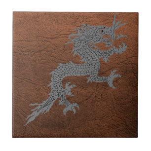 Bhutanese Dragon på läder Kakelplatta