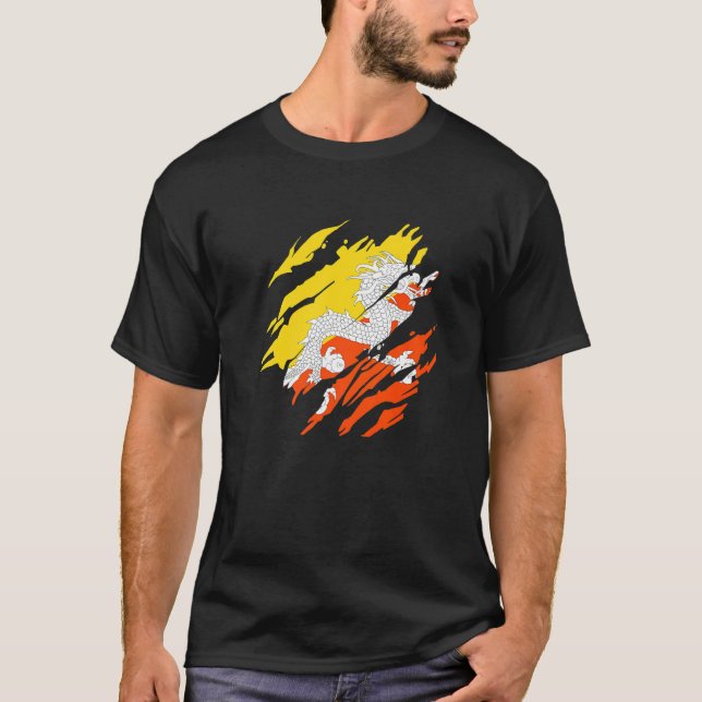 Bhutanese Flagga Bhutan T Shirt (Framsida)