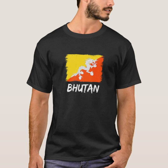 Bhutanese Flagga Bhutan T Shirt (Framsida)