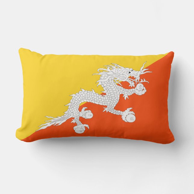 Bhutanesisk Flagga (Bhutan) (Thunder Dragon) Lumbarkudde (Framsida)
