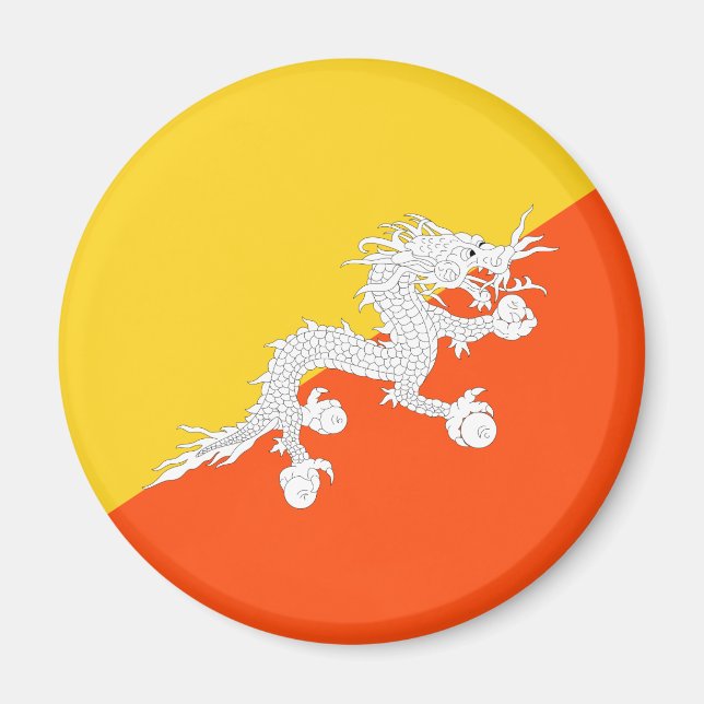 Bhutanesisk Flagga (Bhutan) (Thunder Dragon) Magnet (Framsidan)