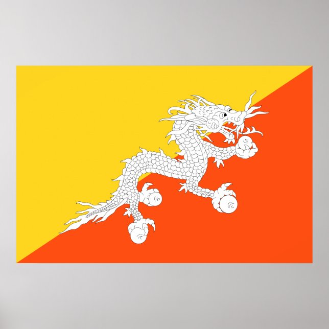Bhutanesisk Flagga (Bhutan) (Thunder Dragon) Poster (Framsidan)
