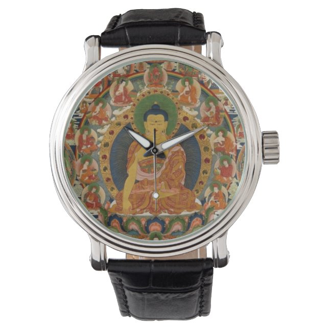 Bhutanesisk målad fullständig mandala armbandsur (Framsida)