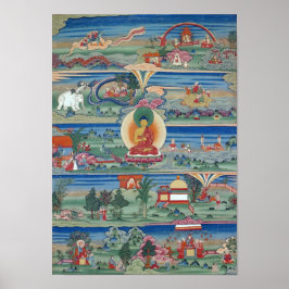 Bhutanesisk målad otka från Jataka Tales Poster