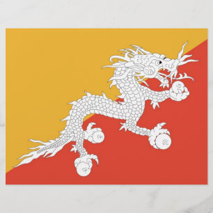 Bhutans blyhuvud med Flagga