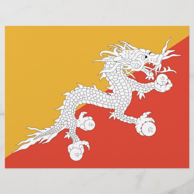 Bhutans blyhuvud med Flagga (Framsida)