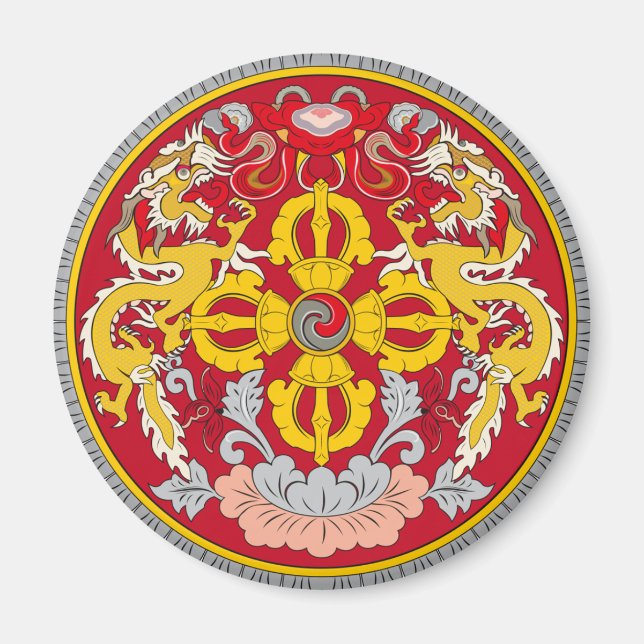 Bhutans Emblem (རྒྱ ལ ་ ཡོ ས ་ budgivningsår budgi Magnet (Framsidan)