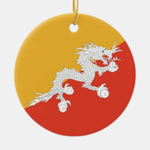 Bhutans flagga julgransprydnad keramik