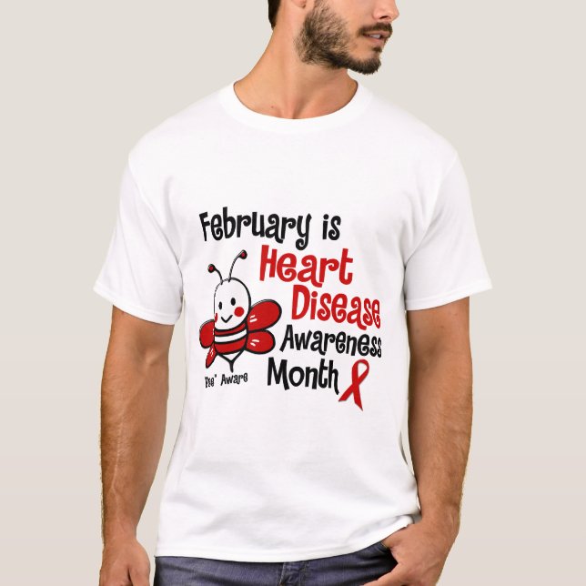 Bi 1,3 för hjärtsjukdommedvetenhetmånad tee shirt (Framsida)