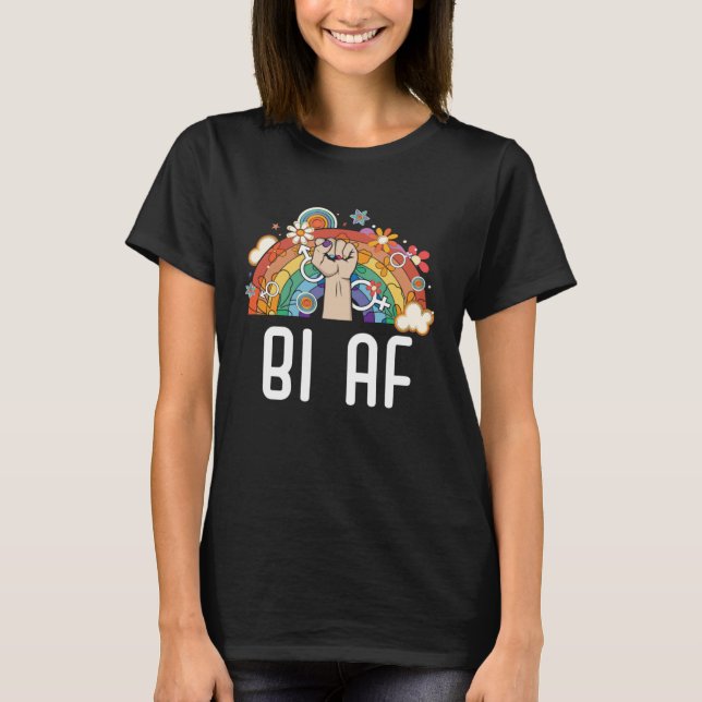 Bi AF Bisexual Rainbow Pride March Bisexuality LGB T Shirt (Framsida)