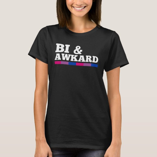 Bi And Awkward Bisexual Pride Flag Minimalist Styl T Shirt (Framsida)