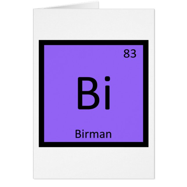 Bi - Birman Katt Kemi Periodiska Systemet Element Hälsningskort (Framsidan)