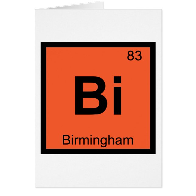 Bi - Birmingham Kemisk Periodiska Systemets Symbol Hälsningskort (Framsidan)