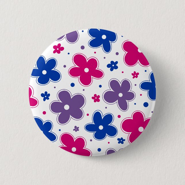 Bi Bisexual Pride Flowers Doodle Rosa Blue Lila Knapp (Framsida)