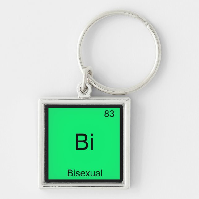 Bi - Bisexuell Kemiskt Elemente Symbol Roligt Fyrkantig Silverfärgad Nyckelring (Framsidan)