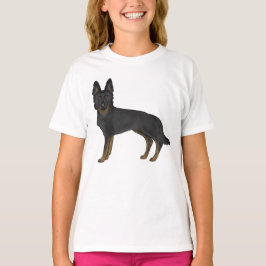 Bi-Black German Shepherd Tecknad hund Illustration T Shirt