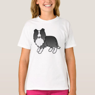 Bi-Black Shetland Sheepdog Sheltie Tecknad hund T Shirt