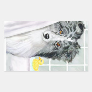 Bi Blue Sheltie Bath Rektangulärt Klistermärke