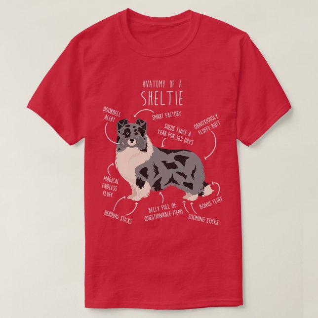 Bi Blue Sheltie Shetland Sheepdog Anatomy T Shirt (Design framsida)