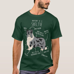 Bi Blue Sheltie Shetland Sheepdog Anatomy T Shirt
