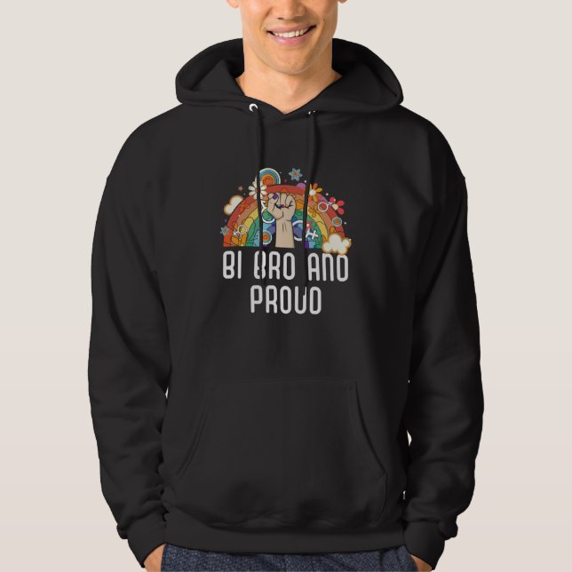 Bi Bro And Proud Bisexual Rainbow Pride Bisexualit Hoodie (Framsida)