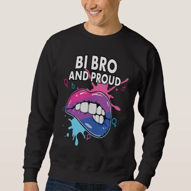 Bi Bro And Proud Bisexual Rainbow Pride Bisexualit Lång Ärmad Tröja (Framsida)