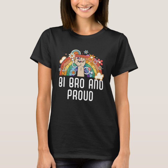 Bi Bro And Proud Bisexual Rainbow Pride Bisexualit T Shirt (Framsida)