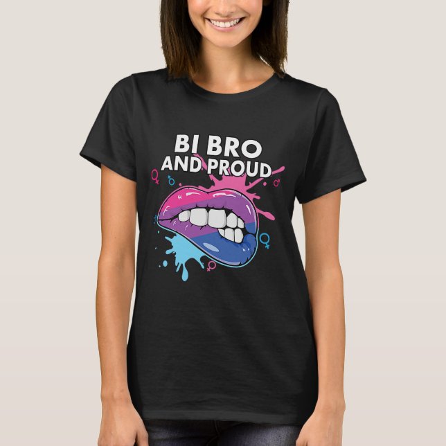 Bi Bro och stolt Bisexual Rainbow Pride Bisexualit T Shirt (Framsida)