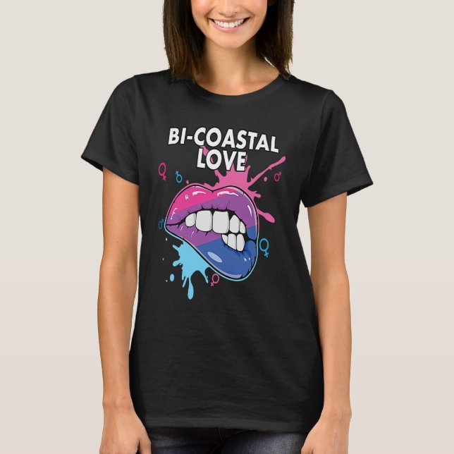 Bi Coastal Love Bisexual Rainbow Pride Bisexuality T Shirt (Framsida)