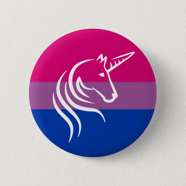 Bi+ Den grafiska prideflaggaunicornen knäppas Knapp (Framsida)