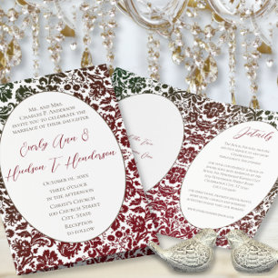 Bi-faldig inbjudan till Victorian Blommigt Damask