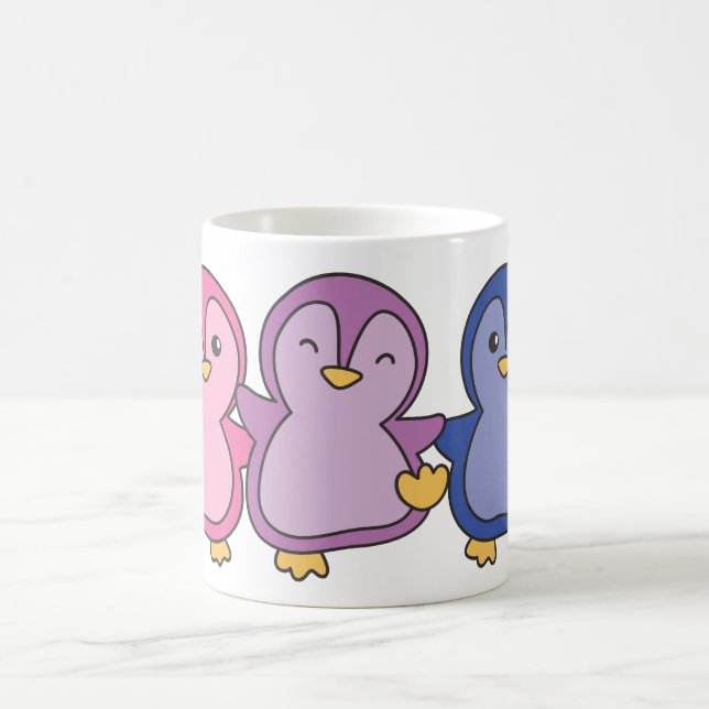 Bi Flagga Pride Lgbtq Cute Penguin Coffee Mugg (Center)